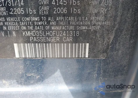 2015 Hyundai Elantra Gt z USA, uszkodzony, nr VIN KMHD35LH0FU241318